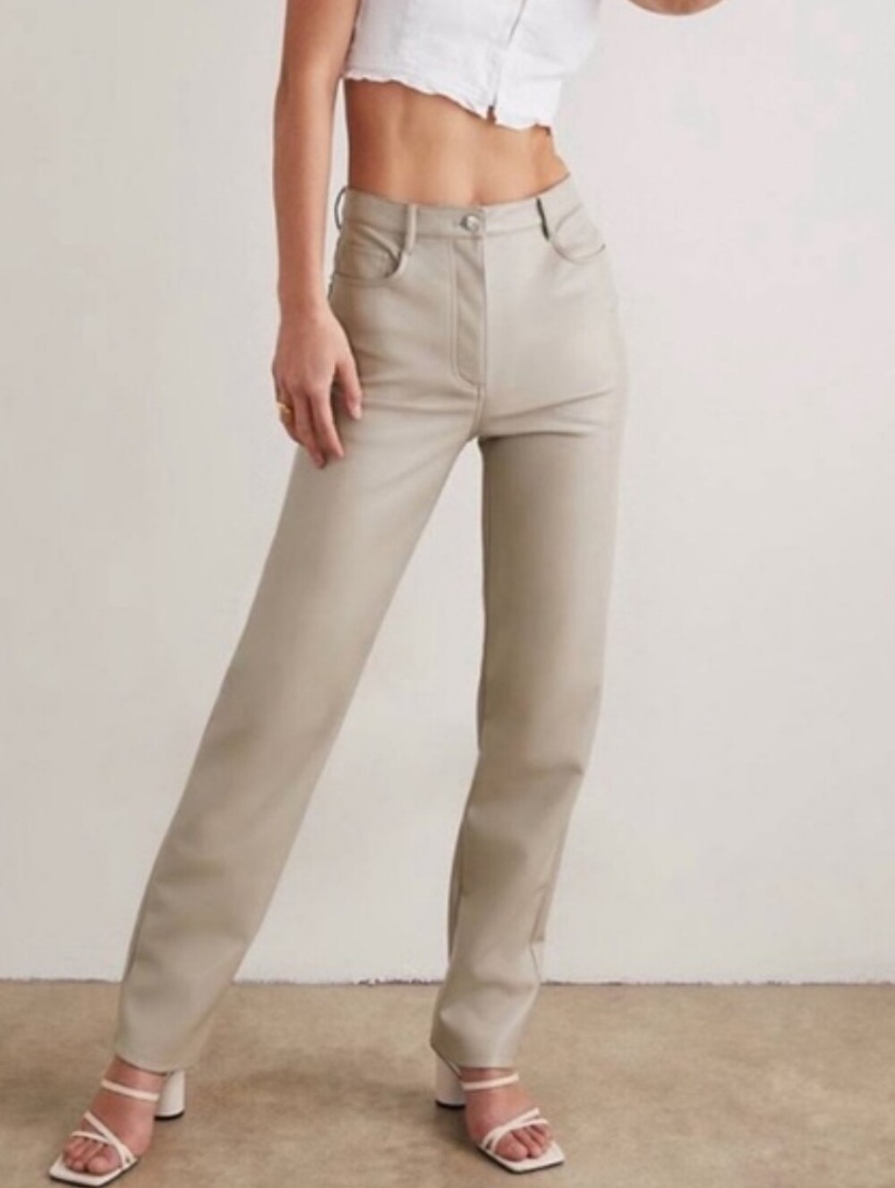 Wilfred High Rise Melina matte Pearl Vegan Leather Straight Leg Pants Size 4